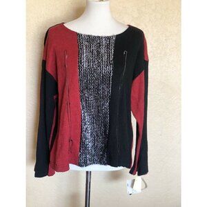 Nino Wong Womens Knit Casual Color Block Sweater Size M